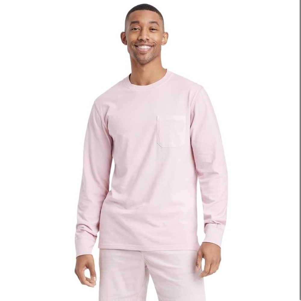 Goodfellow & Co Men's Long Sleeve Pocket T-Shirt - Light Pink